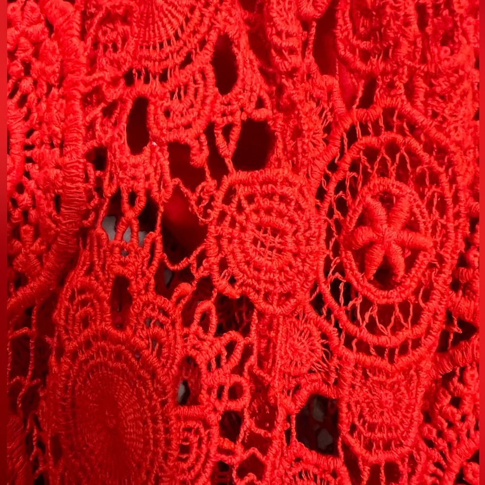 NWT Tularosa Amelia Red Lace Crochet Cropped Off The Shoulder Blouse Top M - Picture 6 of 12